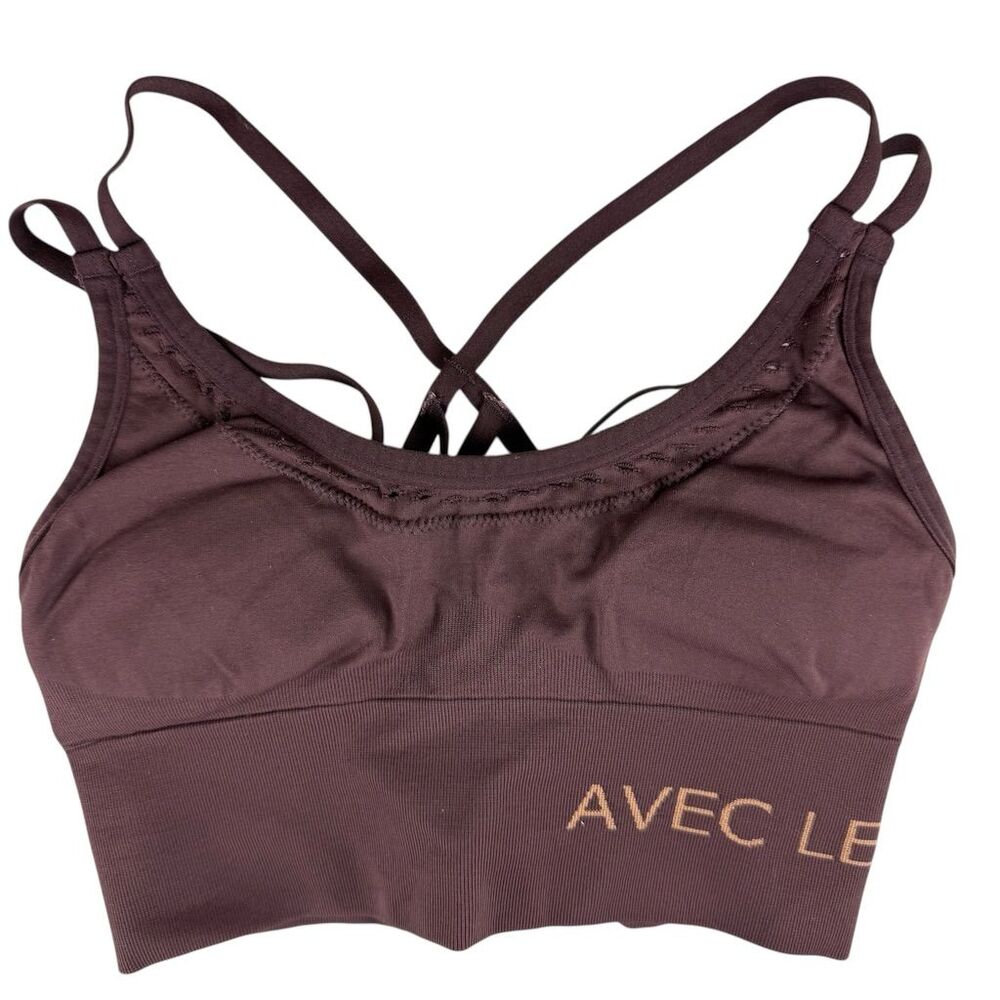 Avec Les Filles XS Sports Bra Chocolate Brown Strappy Back Yoga Pilates